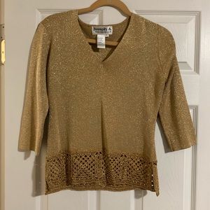 Knit gold metallic blouse